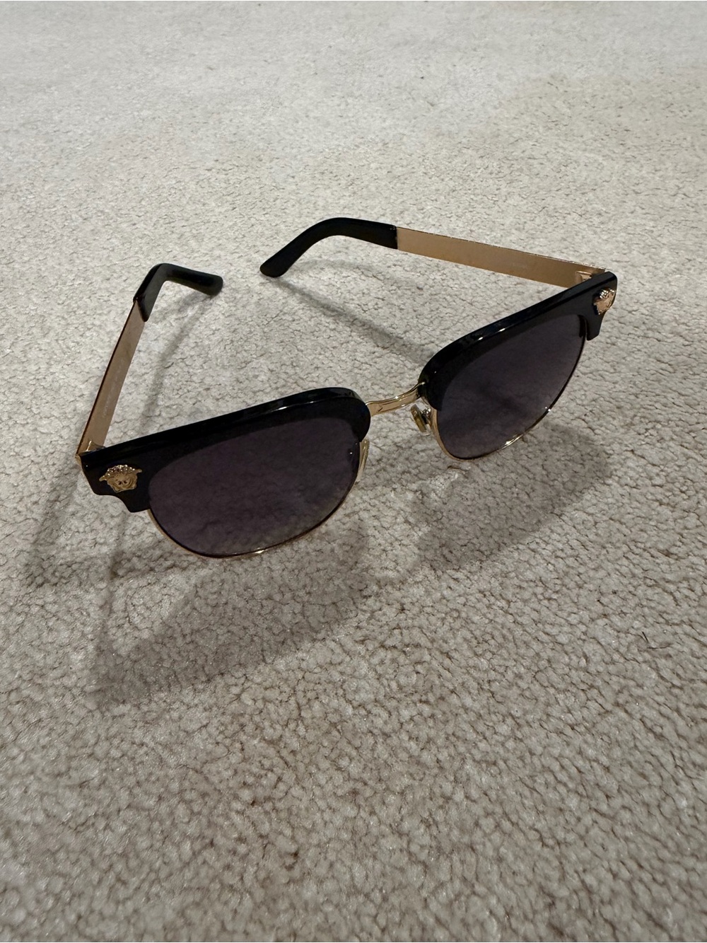 Authentic Versace Black and Gold Women's Sunglasses with Gray Lenses